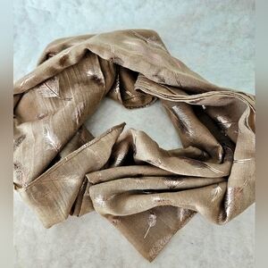 GANZ Tan Gold Metallic Leaf Scarf NWT